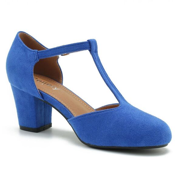 Womens T Strap Mary Jane Shoes Chunky Block Heel Ankle Strap Buckle Dress Pumps - Picture 7 of 7